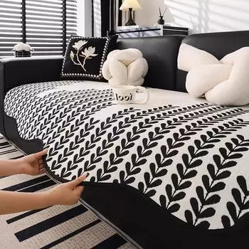 Нескользящий чехол для дивана, универсальный защитный чехол для дивана с неровностями, европейский стиль, ретро, черный, белый, чехол для дивана с ветвями ивы 90x90 1pc