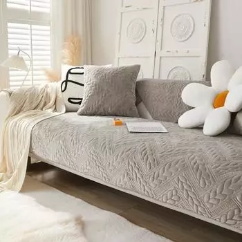 Нескользящий чехол для диванной подушки, диванное полотенце для гостиной, стеганая плюшевая спинка, подлокотник, универсальный чехол для всех сезонов 70x70