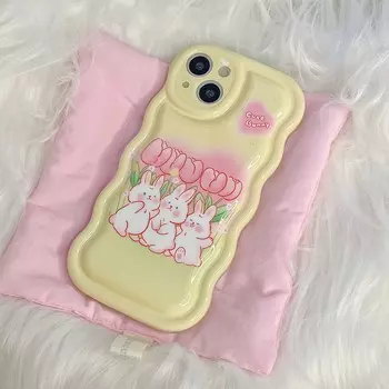 Нескользящий чехол для телефона с изображением тюльпанов и цветка кролика, милый кролик, волнистый, для Iphone 13 11 Promax 12 14 Pro Max, задняя крышка, чехлы for iphone 11