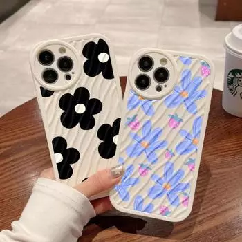 Нескользящий чехол для телефона с волнистым цветком для Iphone 12 11 13 14 Pro Max X Xsmax Xr 7 8 Plus Se 2020 2022, противоударная мягкая задняя крышка в виде ракушки For iPhone 8 Plus