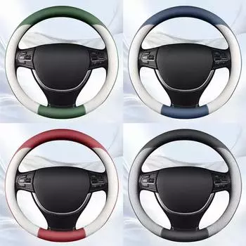 Нескользящий чехол на руль автомобиля из искусственной кожи, универсальные автомобильные дышащие чехлы на руль для 38 см рулевого колеса, автомобильные аксессуары чёрный