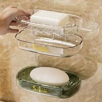 Нескользящий держатель для мыла, сильное всасывание, многофункциональная дренируемая сушилка для мыла, настенный поднос для мыла золотистый