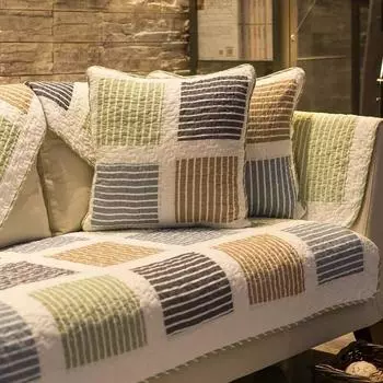 Нескользящий диванный коврик в клетку из хлопчатобумажной ткани в стиле пэчворк, чистый хлопок, простой современный четырехсезонный комплект, универсальный диван 70*70