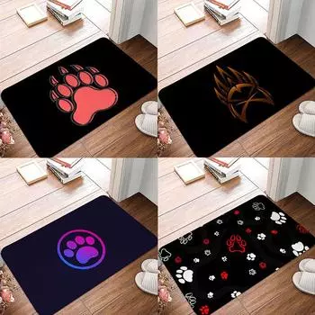 Нескользящий дверной коврик с принтом лап животных, кухонный коврик, коготь акварельного цвета, балконный коврик, коврик для входной двери, спальня 40x60cm