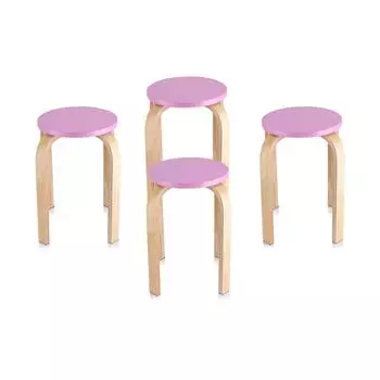 Нескользящий гнутый деревянный штабелируемый табурет конфетного цвета, домашняя мебель, декор детской комнаты, гнутый табурет, домашний табурет, деревянный табурет, табурет белый