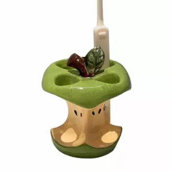 Нескользящий керамический держатель для зубных щеток Водонепроницаемый держатель для электрических зубных щеток Бытовой для ванной комнаты 4 Holes Green