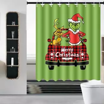 Нескользящий комплект для унитаза из полиэстера, коврик для ванной, занавеска для душа One Size зелёный