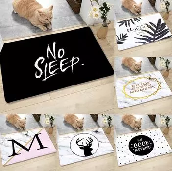 Нескользящий ковер для гостиной, спальни, коридора, кабинета, столовой, напольный коврик в скандинавском стиле, мраморный ковер с принтом букв 40x60cm