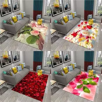 Нескользящий ковер для кухни, ванной комнаты, прихожей, гостиной, спальни, декоративный коврик, красочный ковер с лепестками 40x60cm