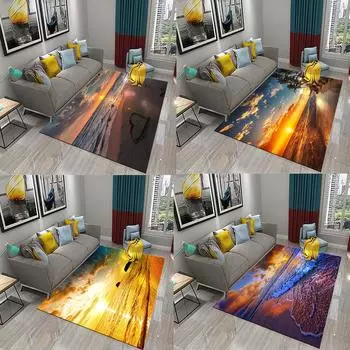 Нескользящий ковер с принтом пальмы, тропического растения, ванной комнаты, спальни, кухни, гостиной, коврика для пляжа, океана и заката 40x60cm