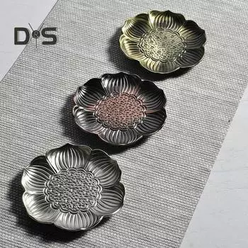 Нескользящий коврик для чашки, хорошая изоляция, форма лотоса, сплав, декор стола, подставка для чая