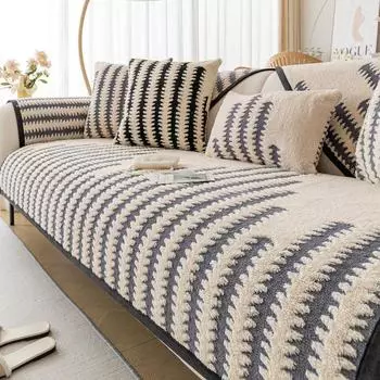 Нескользящий коврик для дивана из шенилла, утолщенные линии, чехлы для диванов в гостиную, роскошные подушки для угловых диванов, подушки для сидений, защитные чехлы для дома 45x45cm pillowcase светло-серый