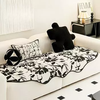 Нескользящий коврик для дивана из синели неправильной формы, универсальный чехол для дивана Four Seasons с прямым рядом 90*90cm