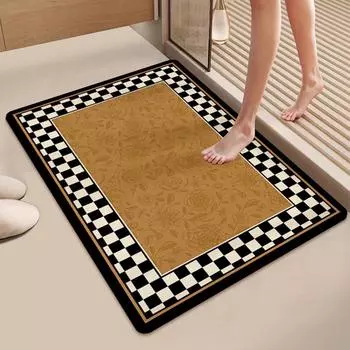 Нескользящий коврик для двери туалета, коврик для двери туалета, улучшенный ретро-коврик для ванной комнаты, впитывающая подушка из диатомовой грязи 40 * 60CM