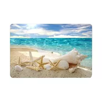 Нескользящий коврик для двери в ванную комнату с принтом морской звезды в виде пляжной ракушки, коврик для пола, ковер