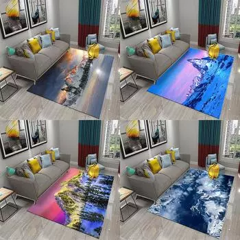 Нескользящий коврик для коридора, спальни, ванной комнаты, кухни, коврик для двери, коврик для крыльца, ковер со снежным горным пейзажем 40x60cm