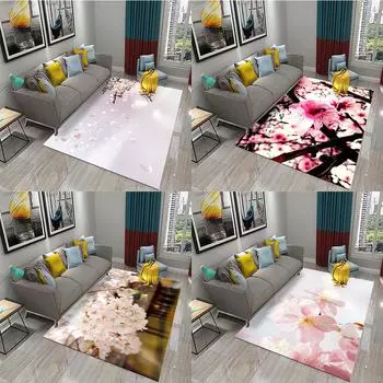 Нескользящий коврик для кухни, ванной комнаты, гостиной, спальни, декоративный ковер, красивый ковер с цветком персика, креативный ковер с цветком 40x60cm