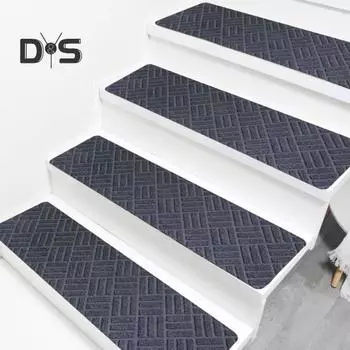 Нескользящий коврик для лестницы, самоклеящийся, с сильным сцеплением, простая установка, не требует разрезания, многоразовый тисненый коврик для лестницы, моющийся, для общежития, дома, для лестницы чёрный