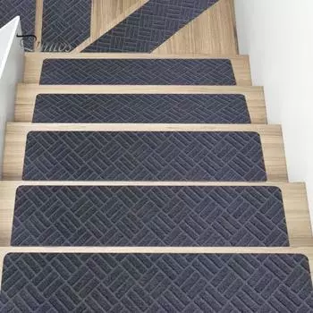 Нескользящий коврик для лестницы, самоклеящийся, с сильным сцеплением, простая установка, не требует разрезания, многоразовый тисненый коврик для лестницы, моющийся, для общежития, дома, для лестницы чёрный