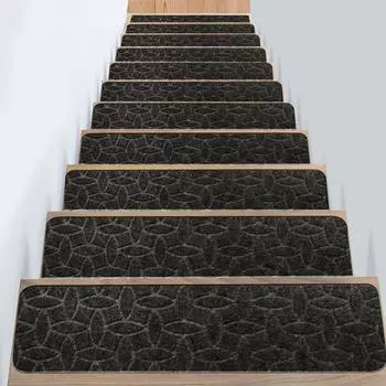 Нескользящий коврик для лестницы, самоклеящийся, с сильным сцеплением, простая установка, не требует разрезания, многоразовый тисненый коврик для лестницы, моющийся, для общежития, дома, для лестницы чёрный