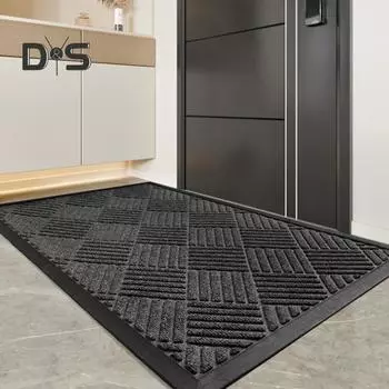 Нескользящий коврик для пола из прочной резины с надежным сцеплением, удерживающий грязь и влагу. Коврик для входа, легко чистится. Коврик для входа в помещение и на улицу. 45X75CM чёрный