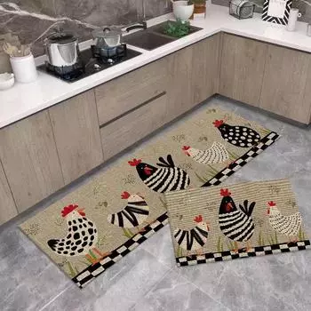 Нескользящий коврик для пола Rooster Kitchen, поглощающий воду