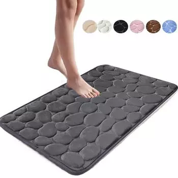 Нескользящий коврик для пола в ванной комнате, коврик для душа из булыжника, практичный коврик для пола в ванной темно серый