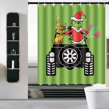 Нескользящий коврик для унитаза из полиэстера, комплект занавесок для душа в ванной комнате, 72x72 дюйма One Size зелёный