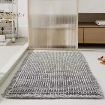 Нескользящий коврик для ванной комнаты, быстро впитывающий, быстросохнущий, однотонный, 3D, вафельная текстура, многоцелевой, для спальни, раковины, кухни, ковер S коричневый