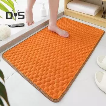 Нескользящий коврик для ванной комнаты, быстро впитывающий, быстросохнущий, однотонный, 3D-текстура, многоцелевой, для спальни, раковины, кухни, ковер высокой плотности 40x60cm оранжевый