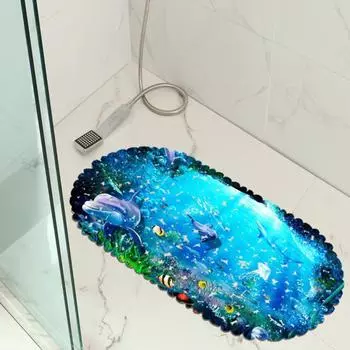 Нескользящий коврик для ванной комнаты с 3D морским рисунком дельфина, безопасный коврик для душа и ванны с присоской, коврик для ног