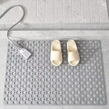 Нескользящий коврик для ванной комнаты с присоской, дизайном с круглыми отверстиями, массажным кольцом для ванной комнаты, быстрым дренажем, подходит для душевой комнаты, ванны и т. д. 75X43 серый