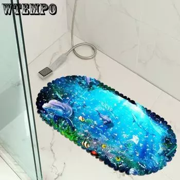 Нескользящий коврик для ванной комнаты с 3D морским рисунком дельфина, безопасный коврик для душа и ванны с присоской, коврик для ног 35 * 70cm