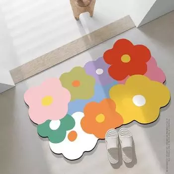 Нескользящий коврик для ванной комнаты Свежие цветы, которые можно срезать Быстросохнущий скраб для ног в ванной комнате Бытовой коврик для пола из диатомового ила Коврик для ванной 450MMx700MM