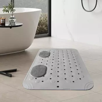 Нескользящий коврик для ванной, напольный коврик, сливные отверстия, удобный переносной с присоской, душ для серый
