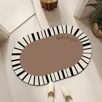 Нескользящий коврик для ванной в стиле ретро, быстросохнущий впитывающий диатомовый грязевой коврик для ног, грязный коврик для туалетной двери 40 * 60cm