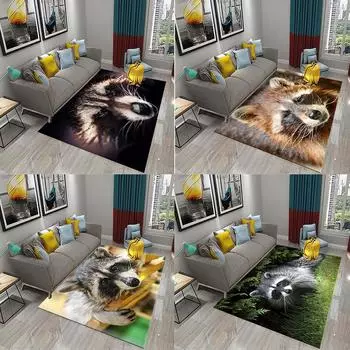 Нескользящий коврик для входа в ванную комнату, балкон, кухня, ковер для спальни, милый ковер с изображением енота, милый ковер с животными 40x60cm