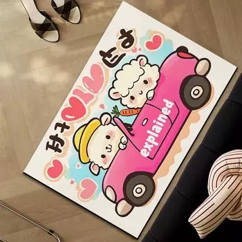 Нескользящий коврик для входной двери, коврик для входной двери в спальню, коврик с изображением животных из мультфильмов для ванной комнаты, впитывающий коврик для ванной комнаты 40 * 60Cm diatom mud