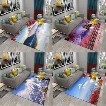 Нескользящий коврик, ковер, ковер для коридора, дома, японский ковер с креплением Фудзи, кухня, гостиная, ванная комната, спальня, дверной коврик 40x60cm