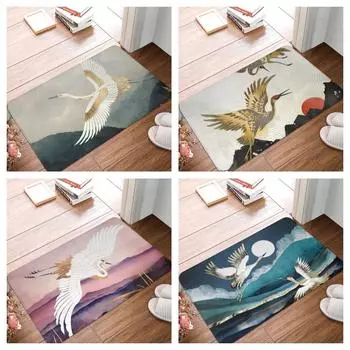 Нескользящий коврик с шелковым кольцом, коврик для двери крыльца, коврик для крыльца, ковер в японском стиле, летающий кран, домашний коврик для двери, ковер 40x60cm