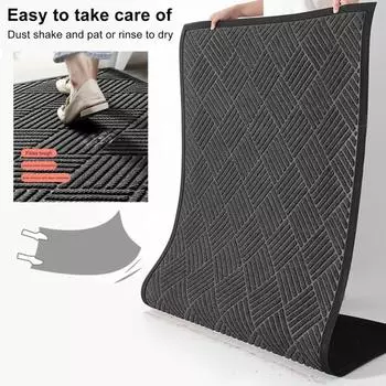 Нескользящий коврик Yousheng из прочной резины с надежным сцеплением, удерживающий грязь и влагу, коврик для входа, легко чистится, внутренний и наружный коврик для входа 45X75CM чёрный