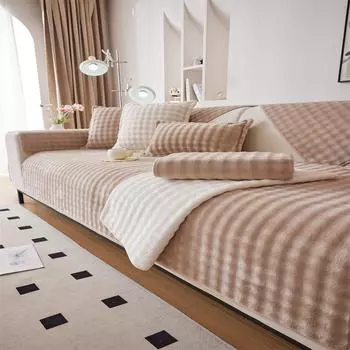 Нескользящий кожаный чехол для дивана, высококачественная плюшевая подушка для дивана в скандинавском стиле, простая зимняя подушка из утолщенного плюша 70x70cm