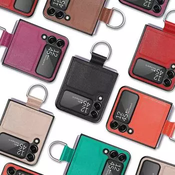 Нескользящий кожаный чехол с защитой от царапин для Samsung Galaxy Z Flip 4 5 5G Flip5 Flip4 Flip3 Flip 3 Zflip4, чехол для телефона с кольцом на палец Samsung Z Flip 4 красный