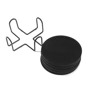 Нескользящий круглый коврик для стеклянных бутылок, подставки под кофейные кружки, кружки для пива, вина, силиконовые резиновые подставки под напитки 12pcs чёрный