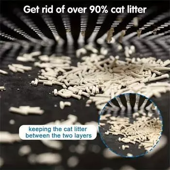 Нескользящий, легко моющийся коврик для кошачьего туалета, износостойкий фильтрующий коврик, чистый коврик, водонепроницаемый для кошек, аксессуары для домашних животных, двухслойные аксессуары из ЭВА XS чёрный