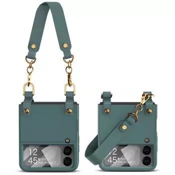 Нескользящий модный чехол-браслет для телефона Samsung Galaxy Z Flip4 Flip 4 5 5g Flip3 Flip5 Flip 3, защитная пленка для объектива, стеклянная пленка for samsung Z Flip 4 зелёный