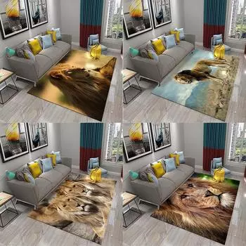 Нескользящий напольный коврик для кухни, гостиной, спальни, ванной комнаты, домашний коврик с изображением льва, милый коврик с изображением диких животных 40x60cm