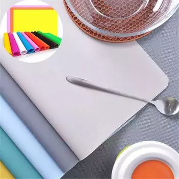 Нескользящий обеденный коврик Складной обеденный коврик Силиконовый изоляционный коврик Рабочий коврик цвета конфет 40*30cm белый