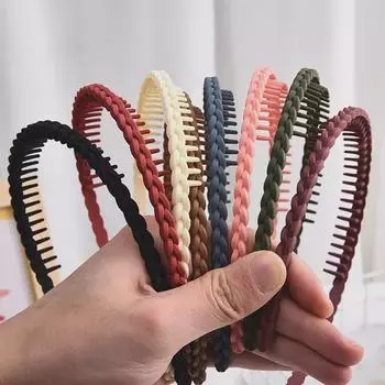 Нескользящий обруч для волос 2023 для женщин: Стильная прессованная повязка на голову с зубцами для умывания лица и создания образа знаменитой шпильки зелёный