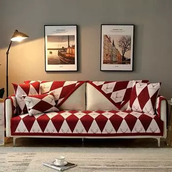 Нескользящий простой чехол для дивана, утолщающий чехол для дивана, мягкий чехол для дивана из синели для свадьбы, домашнего декора, спинка, поручень, полотенце 70x70cm 1pcs